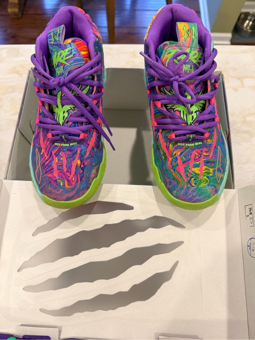 Puma Kids Multicolor Athletic Sneakers with Purple Laces